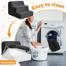 Escalera para Mascotas para Perros pequeos, 3 peldaos, 30 de Alto, Escalera para Perros, Escalera para Gatos Viejos, Lavable, Antideslizante, Escalera para Perros pequeos de Esponja - gris oscuro - Ver 6