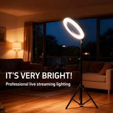 10 英寸 3 色 LED 环形灯套装 | 145 厘米可调节专业三脚架 | USB 电源，免电池全覆盖 - 非常适合摄影、化妆、集体自拍、视频录制、会议和直播 LED 灯兼容 Android 手机手机 LED 灯带灵活三脚架和手机支架适合暑假、旅行度假、摄影和视频录制、照片自拍视频录制缩放会议、手持自拍、户外活动、采访、直播、视频博客 - 黑色 - 查看 6
