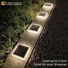 Step LightsLacasa Luces Solares Jardin 4 Pack 30LM LED Lámpara Solar Exterior IP68 Impermeable Luz Solar del Piso Auto ON/OFF Lámparas Solares para Step Camino Deck Dock Valla Blanco Natural 4000K CuadradoStep Lights - BlancoNatural4000K - Ver 2