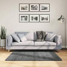 vidaXL Teppich OVIEDO Kurzflor Anthrazit 120x120 Cm - Grau - Übersicht 1