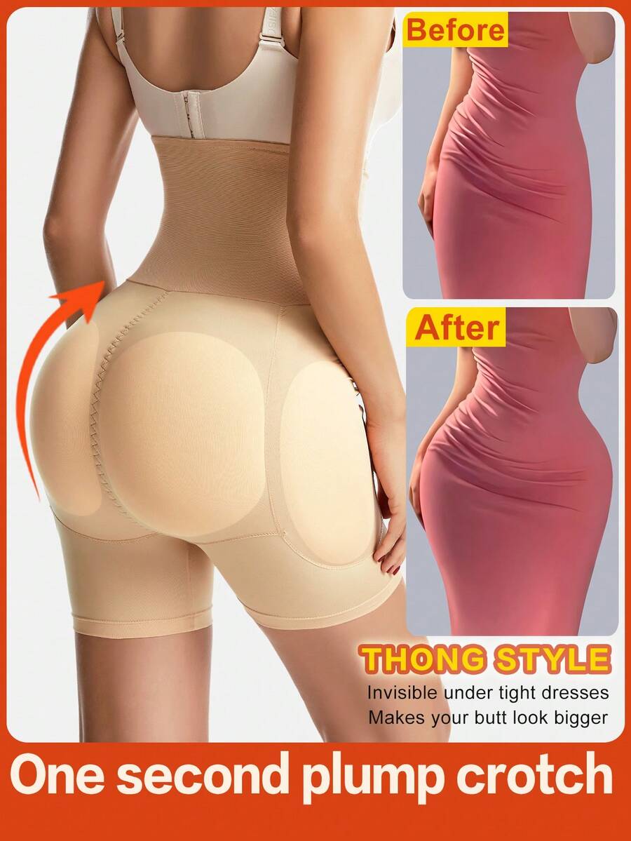 Women's Body Shaping Pants For Tummy Control And Waist Control, High-Waist Tummy Control Panties With Removable Sponge Inserts, Buttocks And Crotch Lift, Buttocks And Fake Buttocks, Sexy Tight Leggings To Slim Down The Belly, Compression Waist Shaping And Slim Body Shaping, Anti-Exposure Boxer Briefs, Elastic And Breathable, Waist Trainer Tight Underwear Shapewear, Fashionable Slimming Tights Suitable For Holidays Halloween Christmas Holidays Back To School Season Thanksgiving Valentine's Day Independence Day It Has The Function Of Gathering, Keeping Warm, Breathable, Sweat-Absorbing Elasticity - 杏色 - 查看 1