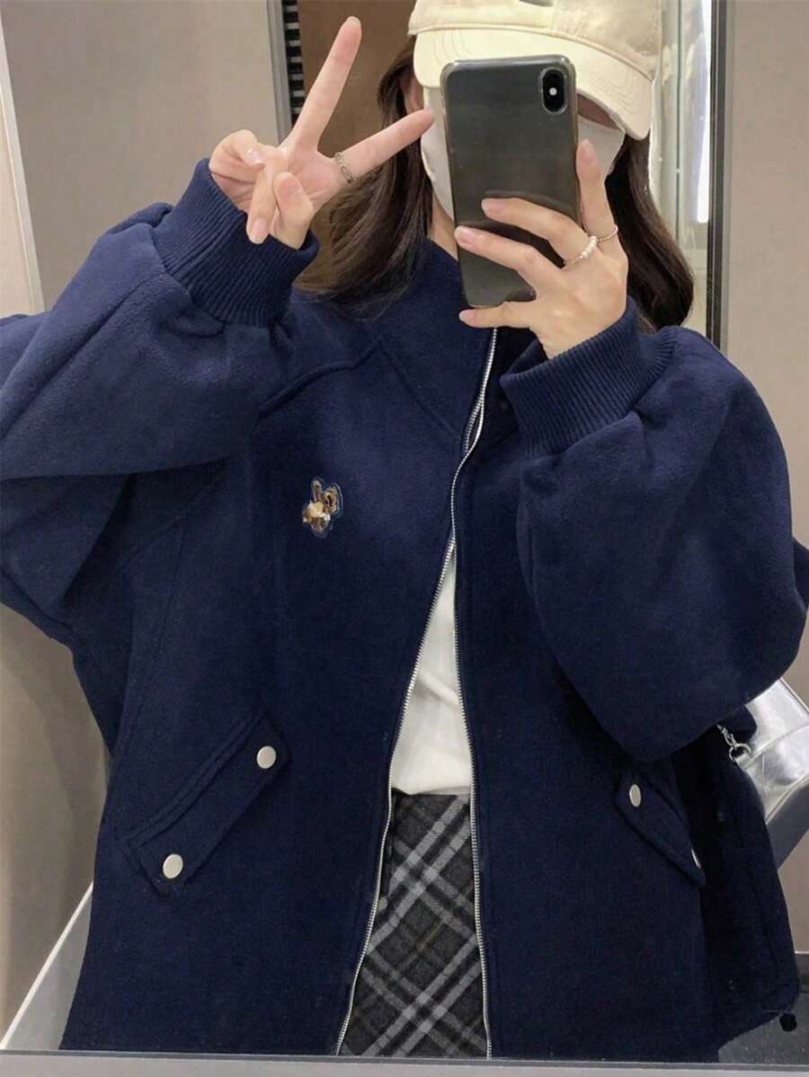 新款秋冬韩版宽松休闲修身长袖毛绒泰迪熊女外套