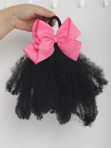 1pc Kids Afro Puff Soft Hair Luxury Kids Hair Buns Hand Feel Marley Kinky Bulk For Hair Girl With Elastic - Natural Black - View 11