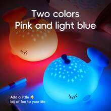7-Color Whale Night Light, Silicone RGB Animal Touch Rechargeable Night Light, Kawaii Decor Night Lamp, Indoor Bedroom LED Decorative Light - Multicolor - View 3