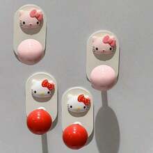 Gancho de parede Sanrio Hello Kitty - Organizador adesivo fofo para toalhas, bolsas, chaves e muito mais - Fácil instalação, gancho decorativo de plástico rosa com design Hello Kitty, perfeito para acessórios de cozinha, banheiro, quarto e escritório, ganchos utilitários