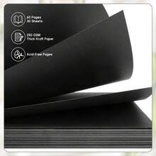 8英寸 x 8英寸现代新娘信件剪贴簿，新娘信件剪贴簿婚礼纪念册，空白页新娘DIY剪贴簿留言簿，配珍珠贴纸、蝴蝶结、金属字母贴纸 - 黑色 - 查看 3