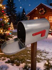 1pc Christmas Mailbox Tin Box, Gift Mailbox Tin Can, Mailbox Tin Can, Graduation Gift Storage Box, Halloween & Christmas Gift Storage Mailbox