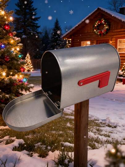 1pc Christmas Mailbox Tin Box, Gift Mailbox Tin Can, Mailbox Tin Can, Graduation Gift Storage Box, Halloween & Christmas Gift Storage Mailbox