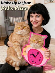 1pc Minimalist Pet Photo (Dog/Cat Photo & Name) Customized Round Wall Clock, Personalized Home Decor For Living Room, Studio, Office, Best Gift For Parents, Housewarming, Wedding Anniversary