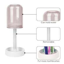 Toothbrush Holder With Drainage For Bathroom, 3 Slots Toothbrush Holder Stand With Tooth Brush Cup, Countertop Storage Organizer For Conventional Toothbrushes, Toothpaste (Clear Pink){Inchcolor_nameinch:InchPinkinch} - 粉色 - 查看 4
