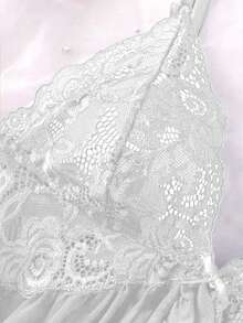 SOFUSEN Bộ áo ngực ren cổ chữ V sâu gợi cảm dành cho nữ, đồ lót đa năng cho phòng ngủ, phòng tắm, tiệc tùng. - trắng - Xem 6