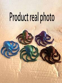 3D Printed Flexible Octopus, Laser Octopus Colorful Soft Creature, Freely Movable Joints, Creative Toy That Can Be Freely Shaped, Christmas New Year Character Gift, Desktop Decor Aquarium Landscape (Random Eyes) - Purple - View 8