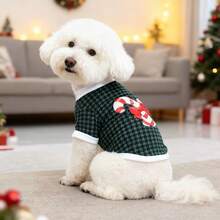 1 قطعة ملابس عيد الميلاد للكلاب والقطط الصغيرة، كنزة صوفية من الفليس والشيربا بطبعة قصب السكر، ملابس علوية أليف للأعياد للجراء والسلالات الصغيرة. ملابس عيد الميلاد للكلاب والقطط. إكسسوار عيد الميلاد للحيوانات الأليفة