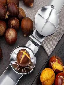 Stainless Steel Chestnut Cracker With Crossed Blade - Heavy-Duty Peeling For Chestnuts, Hazelnuts, Pecans, Almonds - Ergonomic Handle & Blade For Easy