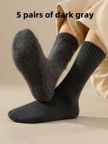 1/3/5/10/20 Pairs Men's Thermal Lined Socks, Thick Warm Hiking Boot Socks, Soft & Comfortable, Suitable For Cold Weather, Long Socks, Fuzzy Black Winter Socks