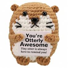 1pc Sea Otter Hand-Woven Plush Doll Ornaments With Encouraging Words Can Be Given As Small Gifts To Friends And Family. Lovely Plush Doll Gift Design And Encouraging Words Are Very Warm And Sweet!