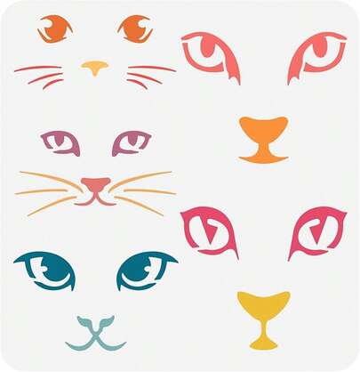 FINGERINSPIRE Catface Stencil For Painting 11.8x11.8inch Reusable Cat Eyes Drawing Template Cat Facial Expression Painting Stencil Hollow Out Stencils For Painting On Wood Wall DIY Home Decor