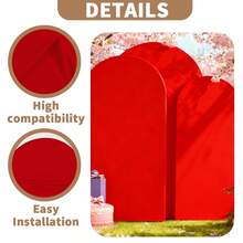 Red Wedding Arch Backdrop Cover, Double-Sided Spandex Fitted Fabric, 6ft/6.6ft/7.2ft Arch Decoration For Birthday Party, Wedding Ceremony, Engagement, Baby Shower, Bridal Shower, Graduation, Holiday Events - 紅色 - 查看 3
