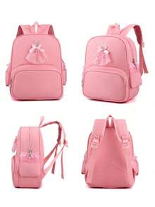 New Customizable Any Name PU Backpack, Large Capacity Casual Travel Bag, Laptop Bag, Business Bag, Minimalist Backpack School Bag, Suitable For Daily Commute, Travel, Gift For Family And Friends, Birthday Gift, Holiday Gift - Pink - View 4