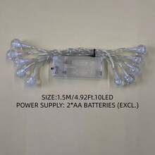 1个装 10/20/30/30/40/80颗灯珠 1.5/3/3/4.5/6/10米 星形泡泡球卧室装饰 生日派对室内氛围 LED灯 婚礼派对节日装饰礼物 小礼品 彩色闪光串灯 电池盒 斋月 节日灯饰