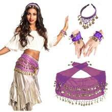 肚皮舞套装，包括肚皮舞雪纺臀巾、头巾、手镯等舞蹈配饰，附赠金币 - 彩色 - 查看 6