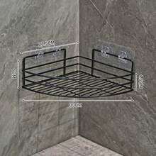 Black Bathroom Shelf, Triangular Wall-Mounted Rack For Toilet, Washroom, No Drilling Required, Vanity, Cosmetic Storage - Black Tripod - View 2