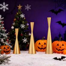 Bộ 3 lọ hoa Giáng sinh bằng vàng kim loại, trang trí bàn làm việc theo phong cách Bắc Âu, cắm hoa ngày lễ, quà tặng lý tưởng - chân nến bình hình nón vàng, chậu trồng cây thông Noel hình bông tuyết, đồ trang trí để bàn tại nhà ngày lễ, cắm hoa, tạo kiểu bàn làm việc Instagrammable, yếu tố Giáng sinh, tạo góc lễ hội, trang trí nhà cửa, quà tặng không khí (không bao gồm hoa), thích hợp cho hoa khô và nến, không đựng chất lỏng - Vàng - Xem 11