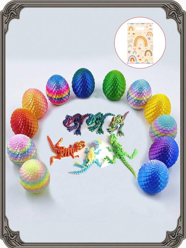 1pc 3D Printed Dinosaur + Dinosaur Egg - With Gift Bag, Vibrant Colors, Sharp Teeth, Suitable For Dinosaur Enthusiasts, Holiday Surprises, Home Decor, Office Decor, Fun Ornament, Collectible, Collector-Grade Model