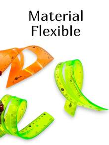 1 Juego de geometría de colores Zin escolar con 6 piezas Multicolor, incluye, reglas, escuadras y compás, material flexible y duradero. Ideal para tareas, dibujo técnico, mediciones exactas y uso escolar. - Multicolor - Ver 2