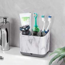 Toothbrush Holders For Bathrooms, Tooth Brush Holder For Bathroom Countertop Organizer,  Electric Toothbrush And Toothpaste Holder (Grey Marble Grain){Inchcolor_nameinch:InchGreyMarbleGraininch} - 灰色大理石紋理 - 查看 3