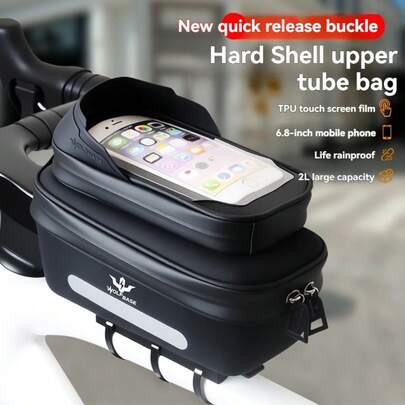 Bolsa frontal para cuadro de bicicleta con soporte para teléfono - Bolsa de cuadro de bicicleta de TPU con bolsillo para teléfono para bicicletas de montaña y de carretera, bolsa para manillar y potencia de bicicleta, bicicleta de montaña, bicicleta de carretera - Almacenamiento para teléfono, herramientas