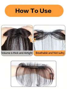 3D自然侧分刘海假发，轻盈夹式刘海假发，带鬓角，优雅自然的女士假发 - 彩色 - 查看 6