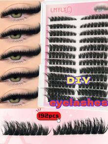 192pcs 100D Mixed Color Cluster Lashes, 0.07mm Thickness, D Curl, Soft Material, Easy Application, Perfect For Beginners, Ideal For Special Occasions - D - 查看 2