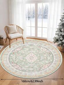 1 Stück runder Teppich, hellgrüne Farbe, verschiedene Größen, Wohnzimmer Bereich Teppich, faltbarer Blumenmuster Schlafzimmer Teppich, fleckresistent waschbarer Teppich, Bereich Teppich aus Polarfleece - weich, flauschig, bequem, leicht zu reinigen, seidig, warm, niedlich - geeignet für Flur, Küche, Waschraum, Bad, Studentenwohnheim, Sofa, Schlafzimmer, Wohnzimmer, Waschtisch, Stuhl, Teppich, modischer Teppich