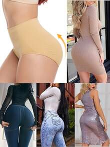 Women Padded Booty Pants Body Shaper Briefs Underwear Panty Butt Lifter Hip Enhancer Underpants - Beige - View 7