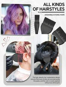 1pc/4pcs Hair Dye Tool Set, Including Dye Brush, Comb, Handle Dye Bowl, Mixing Bowl, Steaming Bowl, Plastic Bowl, Dyeing Bowl - Black - View 3