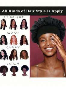 3件/1件装真丝睡帽，缎面发帽，柔软弹力真丝睡帽，真丝发带，女士纯色宽檐弹力缎面时尚睡帽，休闲舒适透气日常护发帽，返校季睡帽 - 彩色 - 查看 3