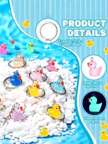 10Pcs Luminous Mini Duck Keychains Glow In The Dark Duck Resin Keychains 3D Tiny Key Chains Classic Small Animal Pendant Accessories For Birthday Party Favors(Multicolor)