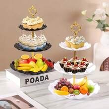 Cake Stand Plastic Dessert Stand Cupcake Holder Multi Layer Fruit Tray For Graduation Party Birthday Wedding Dessert Display