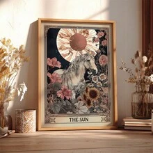 1 Peça Pôster de Baralho de Tarô Sem Moldura com Estrelas, O Sol e A Lua. Presente Ideal para Quartos, Salas de Estar, Corredores, Arte de Parede, Decorações de Parede, Decorações de Inverno, Decorações de Quarto e Presentes de Aniversário. - Multicolorido - Visão 5