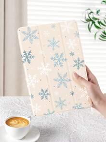 1 pieza Funda protectora para tableta con diseño de copos de nieve navideños, compatible con iPad 10.2 pulgadas, iPad Pro 2021/2020 / iPad (A16) 11 pulgadas 11a gen 2025/10a gen, Galaxy Tab A8 10.5 pulgadas 2022, Matepad 10.4/Tab, anti-caída, con ranura para lápiz, compatible con suspender/activar, mejor regalo para familiares y amigos