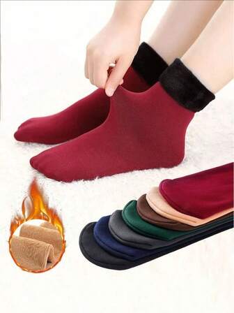 Damen Herren Kaschmir Schneestiefel Schneesocken Dicke Schlafsocken Samt Bodenwäsche