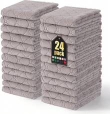 12 Pack Kitchen Dish Cloths (10 X 10 Inches, Cream Yellow), Super Soft And Absorbent Coral Velvet Dish Towels, Nonstick Oil Fast Drying Microfiber Cleaning Cloth, No Lint Household Dishcloths, 2025 - 灰色 - 查看 17