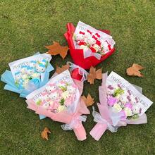 三丽鸥Hello Kitty卡通可爱仿真玫瑰花束，Hello Kitty卡哇伊玫瑰花束，Hello Kitty情人节礼物，母亲节花束，毕业永生花花束，适合送给女朋友，生日浪漫惊喜 - 彩色 - 查看 2