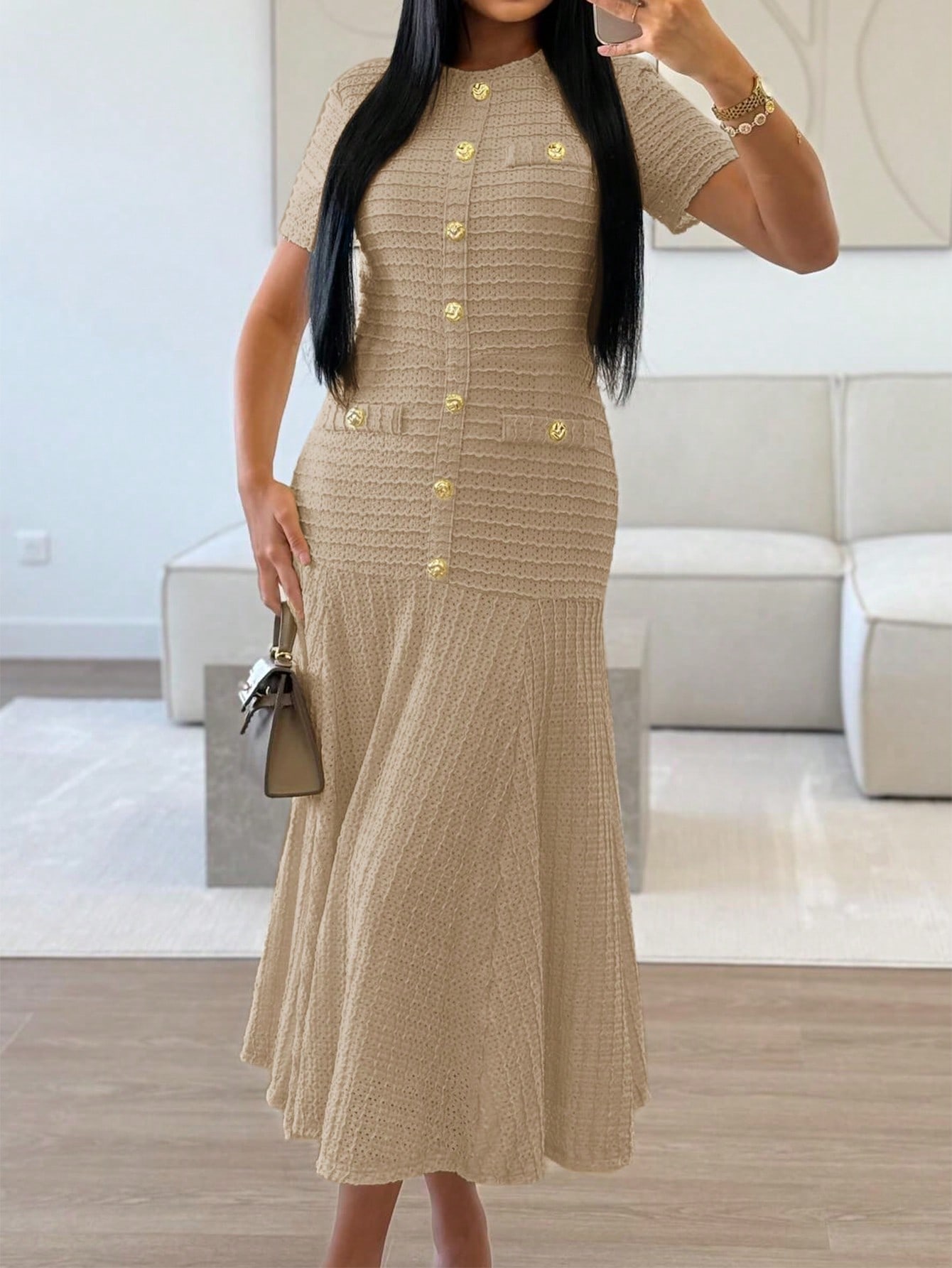 بلوزة أنيقة للنساء ذات رقبة مستديرة وأكمام قصيرة،...