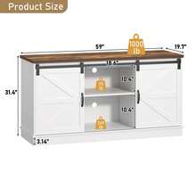 Farmhouse 75-120 Gallon Fish Tank Stand With Power Outlet, Aquarium Stand W/Cabinet&Sliding Barn Door, Heavy Duty Reptile Tank Stand For Fish/Turtle/Reptile Terrarium, 1000LB Capacity - White - View 10