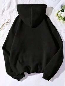 Popular Hoodies For GirlsWomen's Fashion Hooded Sweatshirt, Featuring &Lt; Coralline &Gt; Cartoon Pattern, Material, Long Sleeve Pullover Design, Suitable For All Seasons, Regular Fit, Machine Washable, Halloween, Christmas GiftsFashionable Women's Clothingroomy And Comfortable - 黑色 - 查看 4