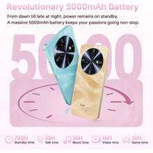 OUKITEL C5 无锁智能手机，16GB (4+12)GB 运行内存 + 64GB 机身存储，6.52 英寸水滴屏，5000mAh 电池，1300 万像素摄像头，4G 双卡双待安卓手机，支持面部解锁、3.5mm 耳机接口、GPS 和蓝牙 5.0。 - 藍色 - 查看 2