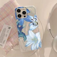 Funda de Teléfono Transparente IMD Suave con Patrón de Lirios Azules y Blancos, Impermeable, Antihuellas y Antirrayas, Compatible con  16/16 Plus/16 Pro/16 Pro Max/ 15/15 Plus/15 Pro/15 Pro Max/ 14/14 Plus/14 Pro/14 Pro Max/ 13/13 Pro/13 Pro Max/ 12/12 Pro/12 Pro Max/ 11/11 Pro Max/11 Pro - Colores mixtos - Ver 6