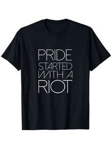 Pride Started With A Riot LGBTQ Gay Pride Statement Protest A Short Shirt Everyday Wear/ Holiday Wear/ Sportswear/ Men Cloth Gift For Friend Or Family, Balck, S-XXXL - 黑色 - 查看 1